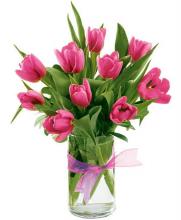 10 Pink Tulips Vase