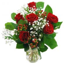 6 Red Roses Vase