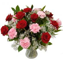 Red Rose and Pink Carnation  in a Vase