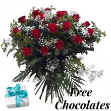 24 Red Roses with Free Chocolates