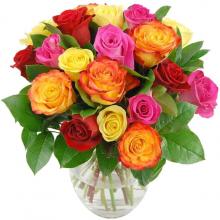 24  mixed roses vase