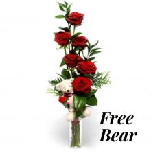 Red Roses with Free Teddy Bear