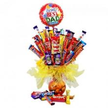20 Chocolate bars bouquet with 1 Father's Day Mylar Balloon