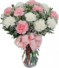 Pink and White carnations vase