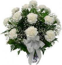 12 White Carnations Vase