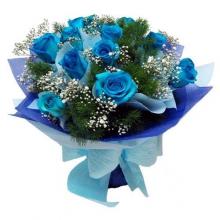 10 Blue Roses in a Bouquet