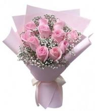 11 Pink roses  in a Bouquet
