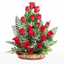 18 Red Roses Basket