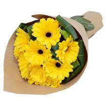 12 yellow Gerberas bouquet