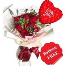 Red Roses with FREE Heart Shaped Balloon