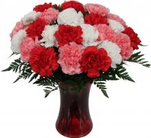 24 Mixed Carnations Vase